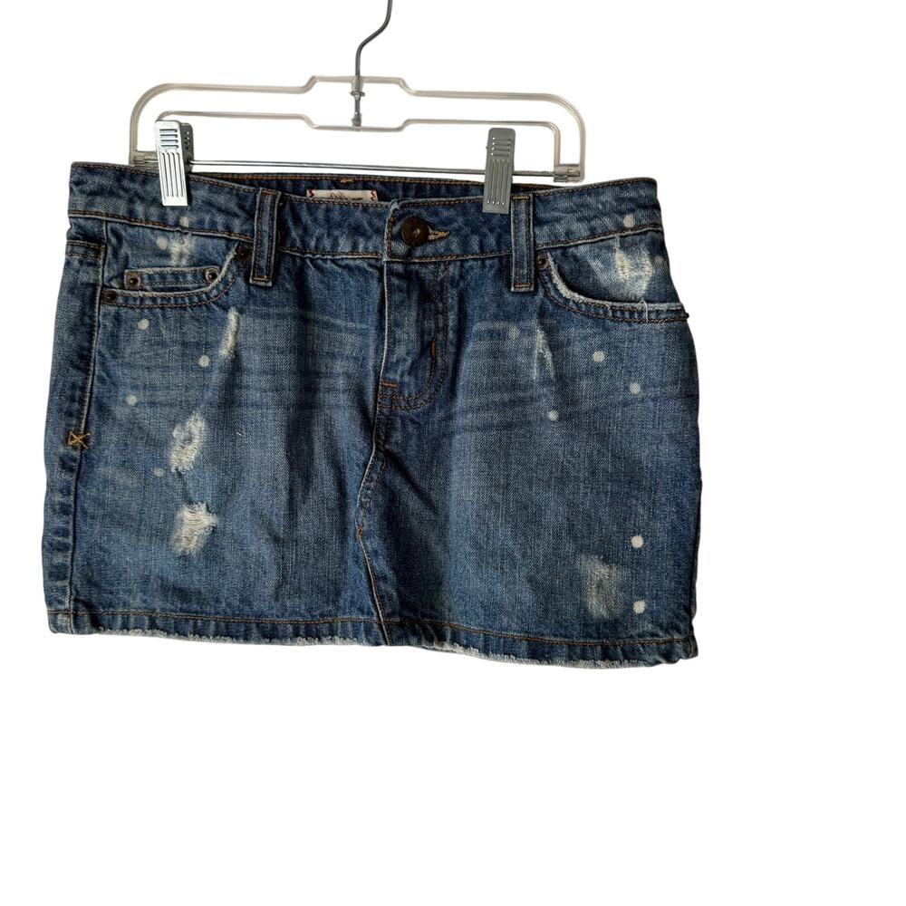 Tilt Y2k Junior's Size 3‎ Distressed Bleach Splatter Denim Mini Skirt